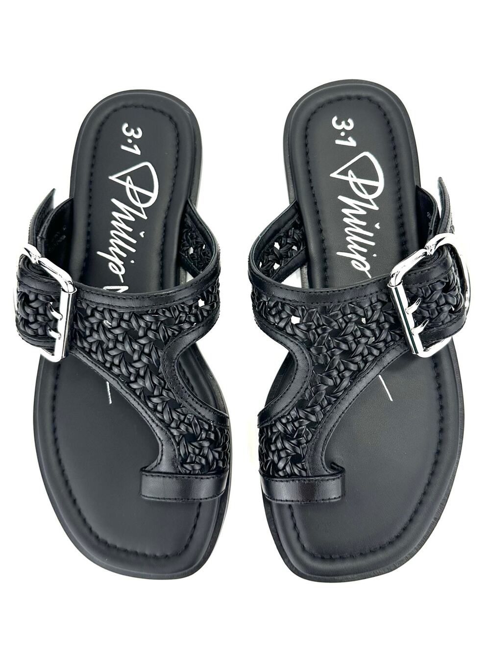 3.1 Phillip Lim Macramé Toe Loop Sandal Size 7 Black Leather Designer Luxury NWT